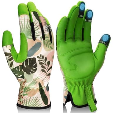 Maygrove Gardening Gloves for Women, Breathable Leather Work Gloves, Thorn-Proof Gardening Gifts, Touchscreen Compatible, Protective Work for Digging, Planting, Pruning, Medium Size, Green - Image 1