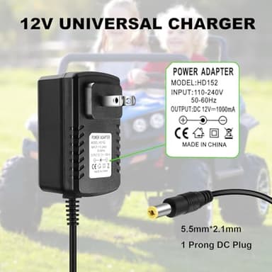 12V Charger for Kids Ride On Car Toys Best Choice for SUV Kid Trax Dynacraft Bumper Kidzone Jeep Tractor 12 Volt Universal Battery Charger - Image 4