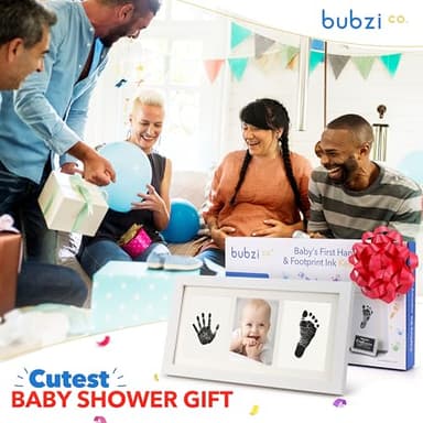 Bubzi Co Baby Handprint Kit & Footprint Photo Frame for Newborn Girls and Boys, Unique Baby Shower Gifts Set for Registry, Memorable Keepsake Decorations for Room Wall or Nursery Decor (White) - Image 6