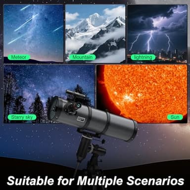Aurosports Telescope 150EQ Reflector Telescopes for Adults Astronomy - Professional 150mm Aperture Telescope for Beginners with EQ Mount, Phone Adapter, Moon Filter, 2X Barlow Lens, Stable Tripod - Image 7