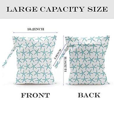 2 Pcs Wet Bag, Wet Dry Bag, Wet Bag for Swimsuit, Travel, Beach, Pool, Stroller, Diapers, Dirty Yoga Gym Clothes, Toiletries, Makeup Bag, Beach Bag Ocean Starfish Anchor Décor Birthday Gift for Women. - Image 2