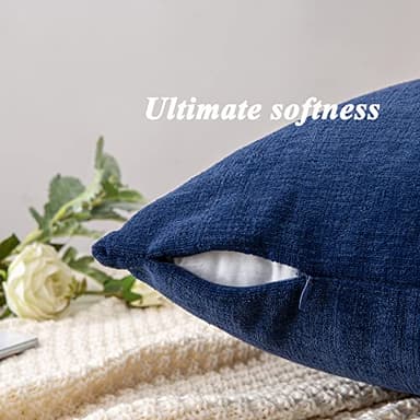 GAWAMAY Decorative Square Throw Pillow Covers 18"x18" Inch Set of 4, Super Soft Chenille Pillows Farmhouse Fall Pillowcase for Living Room Bedroom Sofa Couch Cushion Cover Navy Blue 45x45cm - Image 7
