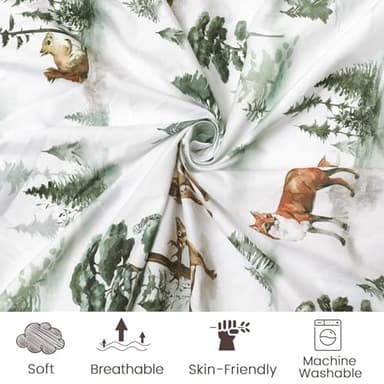 PHF 3 Pack Soft Woodland Crib Sheets Fitted, Silky Comfy Breathable Baby Sheets for Boys Girls Neutral, 28x52 Inches Fits Standard Crib and Toddler Mattresses, Woodland - Image 4