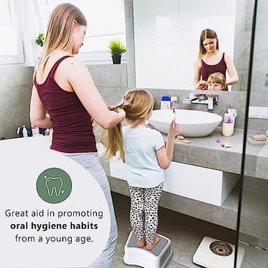 UNCLE WU 2 Pack Kids Step Stool - Toddler Step Up Stool for Kitchen - Bathroom Safety Bottom as Potty Training Stool - Slip-Resistant Surface1 Step Stool for Kids/Adult (Gray White) - Image 3