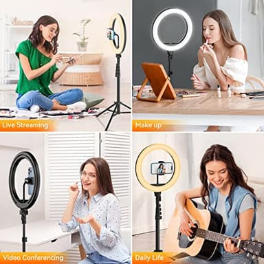 TODI 12" Ring Light with 63" extendable Tripod Stand, Selfie RingLight with Phone Holder and Selfie Remote, 2-in-1 Dimmable LED Ring Light for Makeup, Live Stream, Photography - Image 7