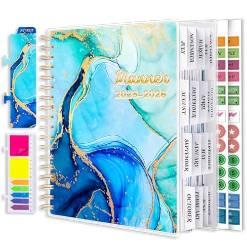 Planner 2025-2026, 18 Months Academic Daily Weekly Monthly Planner Yearly Agenda July. 2025–Dec. 2026, 7.9" x 9.8", Page Tabs, Separator Page, Pocket Folder, Bookmark, Stickers, Sticky Note Set - Image 1