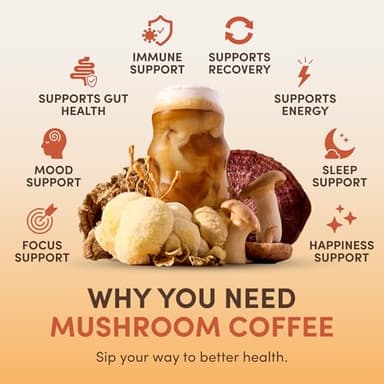 RYZE SUPERFOODS Mushroom Coffee USDA Organic with 6 Adaptogenic Mushrooms and MCT Oil, USA Grown Instant Coffee for Better Energy, Focus, Digestion, Immunity with Lions Mane & Turkey Tail, 30 servings - Image 4