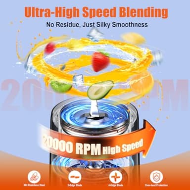 Smoothie Blender, Personal Blender for Shakes and Smoothies,12Pcs Coffee Grinder and Countertop Blenders Combo for Kitchen, Portable Smoothie Blenders with 10oz/17oz x2/23oz Cups (BLACK) (black2) - Image 2