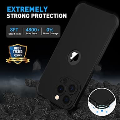 ORETECH for iPhone 13 Pro Max Case, with [2 x Screen Protectors] [15 Ft Military Grade Drop Test] [Camera Protection] 360° Shockproof Slim Thin Phone Case for iPhone 13 Pro Max Cover 6.7" - Black - Image 6