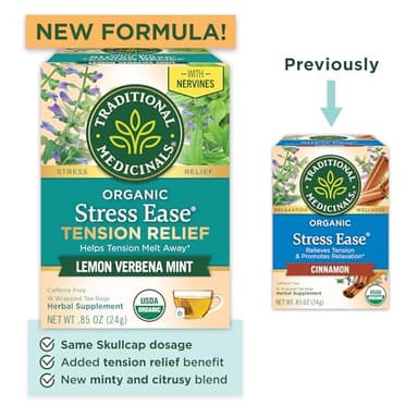 Traditional Medicinals Organic Stress Ease Tension Relief Tea, Lemon Verbena Mint, 96 Count (Pack of 6) - Image 3