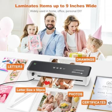 Bonsaii Laminator Machine, 9 Inch Laminators Machine with 50 Laminating Sheets, Laminator with Never Jam Technology for Doc/Posters/Photo, Simple Convenient for Home, Office and School - L418-C Grey - Image 3