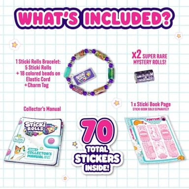 STICKI Rolls Sticki Bands - Wearable & Shareable Sticker Bracelet | Includes 70 Mini Stickers | 2 Mystery Reveal Sticki Rolls | Over 1000 Sticker Designs to Discover and Collect! (Series 1 Blue) - Image 5