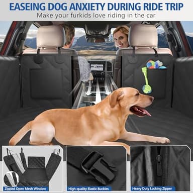 XL Truck Back Seat Extender for Dogs, Dog Seat Cover Back Seat Holds 420lbs, Hard Bottom Pet Seat Covers for Crew Cab Trucks, Dog Hammock for F150, RAM1500, Sierra, Tundra, Silverado, Titan Black - Image 4