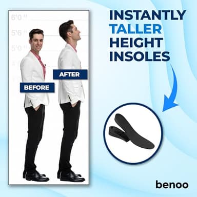 Height Increase Insoles for Mens Shoes (1 to 3" Boost) Adjustable 3 Layer Height Booster Inserts to Make You Instantly Taller, Heel Lifts (Mens 10-12.5) - Image 3