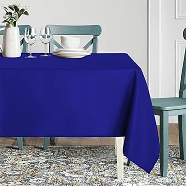 sancua Rectangle Tablecloth - 70 x 120 Inch - Stain and Wrinkle Resistant Washable Polyester Table Cloth, Decorative Fabric Table Cover for Dining Tables, Buffet Parties and Camping, Royal Blue - Image 2