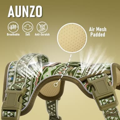 Dog Harness for Giant Dogs, Heavy Duty No Pull Pet Harness Vest Easy Control with Handle, Adjustable Reflective Extra Big Sized Dog Vest for Training, Walking, Hiking, Green Ethnic, XL - Image 4