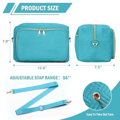 EXLIFBAG Crochet Bag, Yarn Storage Organizer with Adjustable Shoulder Straps, Yarn Bag for Crochet Accessories, Knitting Needles & Crochet Hooks - Image 2