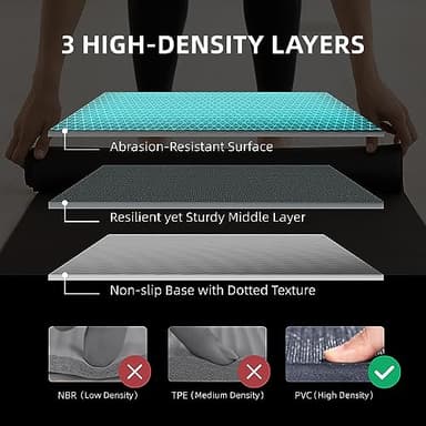 GymCope Large Exercise Mat for Home Workout,12‘x6’/10'x6'/9'x6'/8'x6'/7'x5'/6'x4' (7mm) Extra Thick Workout Mat, High-Density Gym Mat for Cardio, Jump Rope, MMA, Weights (Shoe-Friendly) - Image 4