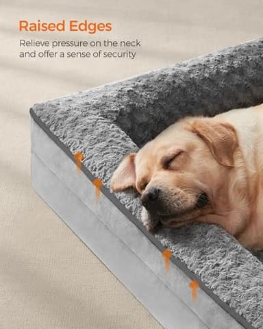 Feandrea Orthopaedic Dog Bed for Large Dogs, Waterproof Dog Sofa Bed with Removable Washable Cover, 42 x 32 x 7 Inches, Dove Gray UPGW253G01 - Image 3