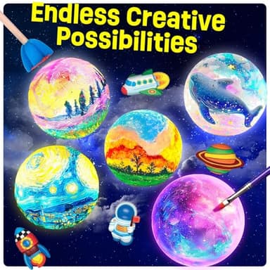 Paint Your Own Moon Lamp Kit, Cool Gifts DIY 3D Moon Night Light, Arts and Crafts for Kids Ages 8-12，Space Art Supplies Craft Kits, Girls Boy Birthday & Christmas Gifts Ages 3 4 5 6 7 8 9 10 11 12+ - Image 2
