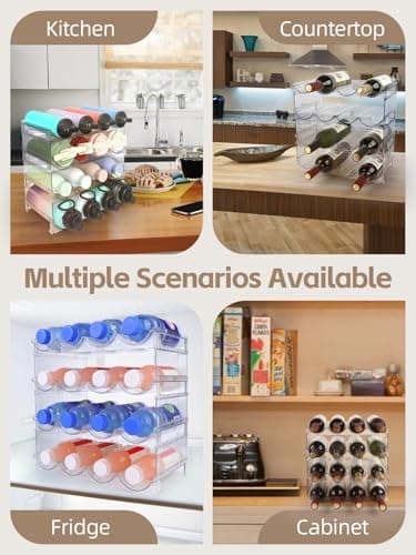 TIDY SAVANT Water Bottle Organizer - 4 Pack Clear Stackable Bottle Storage Rack and Wine Rack for Stanley Yeti Bottle and Other Tumbler Organizer for Kitchen Cabinets, 4 Tier Hold 16 - Image 5