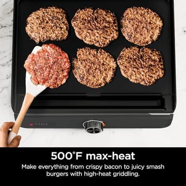Ninja Sizzle Indoor Griddle, 14’’, Electric Grill, For Eggs, Burgers, Bacon, Pancakes, Veggies, and More, Nonstick, Dishwasher Safe, 500F, Even Cooking, GR100GDL (Renewed) - Image 4