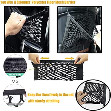 DYKESON Dog Car Net Barrier Pet Barrier with Auto Safety Mesh Organizer Baby Stretchable Storage Bag Universal for Cars, SUVs -Easy Install, Car Divider for Driving Safely with Children & Pets - Image 4