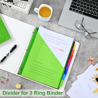 8-Tab Binder Dividers - Index Pockets Divider for 3 Ring Binders, 3-Hole Plastics Sheets Protectors for US Letter Size in 0.5'', 1'', 2'', 3 inch Binders, 8 Colors (XY004) (1 Pack) - Image 7