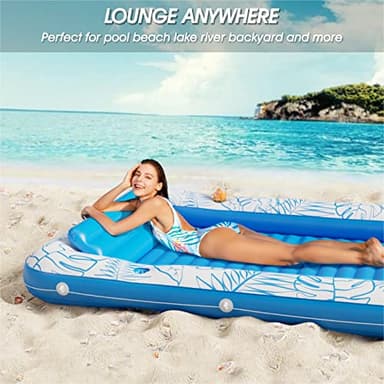 Jasonwell Inflatable Tanning Pool Lounger Float 4 in 1 Sun Tan Tub Sunbathing Lounge Raft Floatie Toys Water Filled Bed Mat Pad for Kids Adult Blow Up Kiddie Ball Pit Pool (XL) - Image 4