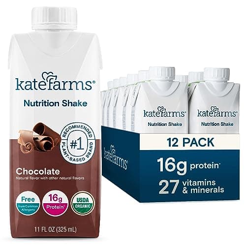 KATE FARMS Organic Nutrition Shake, Chocolate, 16g Protein, 27 Vitamins and Minerals, Protein Meal Replacement Drink, Protein Shake, 11 oz (12 Pack) - Image 1