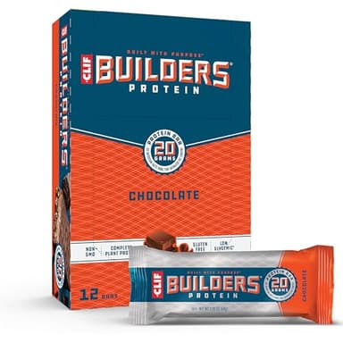 CLIF BUILDERS Protein Bars - Chocolate Flavor - 20g Plant Based Protein - Gluten Free - Non-GMO - Low Glycemic - No Artificial Sweeteners - 2.4 oz. (12 Pack) - Image 1