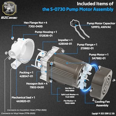 S-0730 Water Pump for Hoshizaki, Ice Machine Motor Pump Assembly with Cable and Plug Service Kit - Image 4