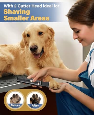 oneisall Dog Grooming Kit for Heavy Thick Hair&Coats/Low Noise Rechargeable Cordless Waterproof Dog Clippers for Grooming Animals&Pets/Pet Shaver with Stainless Steel Blade and Paw Trimmer - Image 4