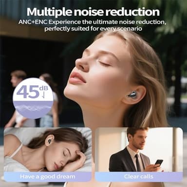 Sleep Earbuds, Mini ANC Wireless Earbuds Bluetooth 5.4 Headphones Deep Bass Stereo, 48H Playtime Ear Buds, 4 ENC Noise Cancelling Mic, In Ear IP7 Waterproof Earphones for Side Sleepers,Touch Control - Image 4
