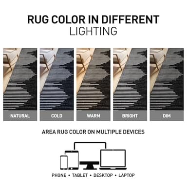 Rugshop Bohemian Stripe Stain Resistant High Traffic Living Room Kitchen Bedroom Dining Home Office Area Rug 3' x 5' Black - Image 8