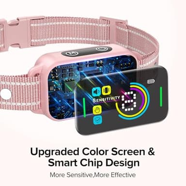DINJOO Dog Bark Collar for Large Medium Small Dogs,Smart Bark Collar,Rechargeable Anti Barking Training Collar with 8 Adjustable Sensitivity,Bark Collar with Beep (Pink) - Image 3