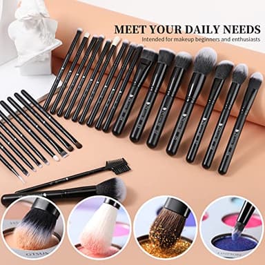 DUcare Professional Makeup Brushes Set 27Pcs Makeup Brush Set Premium Synthetic Kabuki Foundation Blending Face Powder Blush Concealers Eye Shadows Brushes - Image 6