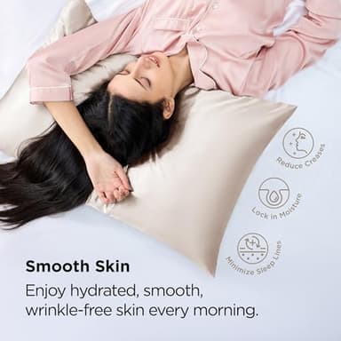 Bedsure Satin Pillowcase with Zipper, Similar to Silk Pillow Cases 2 Pack, Beige Satin Pillow Case Standard Size, Silky & Soft Pillow Covers, Valentines Day Gifts for Women Men, 20x26 Inches - Image 5