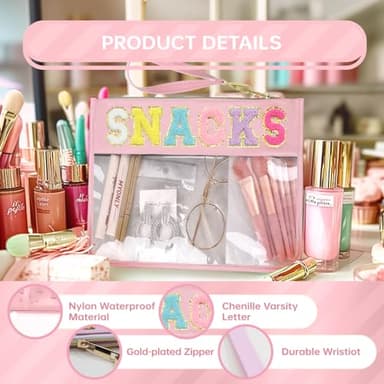 Siwara Snack Bags Clear Pouch for Travel Bag Nylon Clear Cosmetic Bag Makeup Waterproof Bag Portable Glitter Snacks Makeup Beach Pouch Toiletry Bags for Women Girls - Image 3