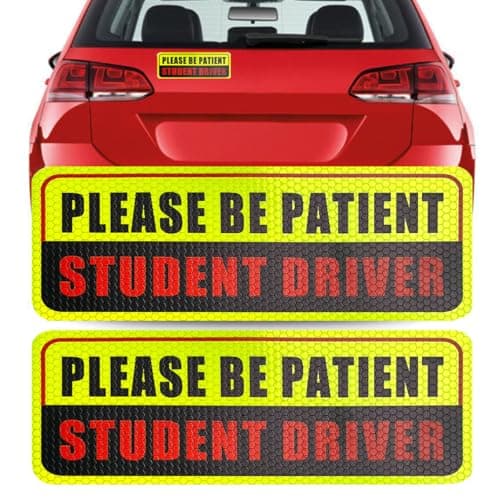 3 Pcs Student Driver Magnets for Car,Please Be Patient Student Driver Sticker Girls and Boys New Student Driver Sticker Safety Warning Signs,High Reflective,Reusable Movable,Set of 3. 3.5" x 9" - Image 1