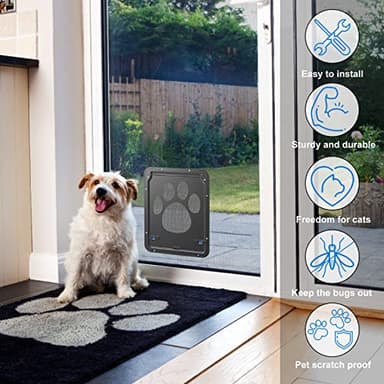 Ownpets Pet Screen Door,Inside Door 8x10x0.4 inch,Lockable Magnetic Flap Screen Automatic Lockable Black Door for Puppy Dog and Cat Door - Image 4