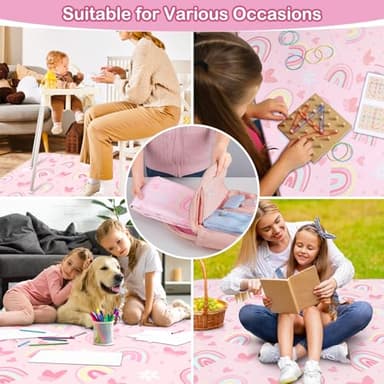 Basumee Splat Mat High Chair Mat Waterproof Baby Play Splat Mat for Under High Chair Food Catcher Highchair Mat for Floor Non Slip Bottom, Pink Rainbow, 46x42 Inches - Image 7