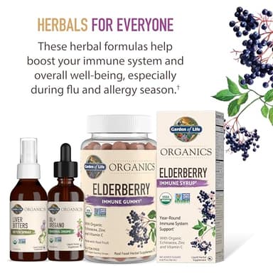 Garden of Life Organics Elderberry Gummies for Adults & Kids - Immune Support Supplement with Organic Fruit, Herbal Blend, Elderberry, Echinacea, Zinc, Vitamin C, 120 Vegan Gluten Free Gummies - Image 6