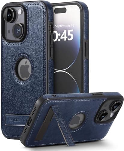 KSELF Leather Case for iPhone 14 Plus Case, Protective Slim with Kickstand Shockproof Phone Cases, Built-in Invisible Stand Compatible with iPhone 14 Plus 6.7'' (Blue, for iPhone 14 Plus) - Image 1