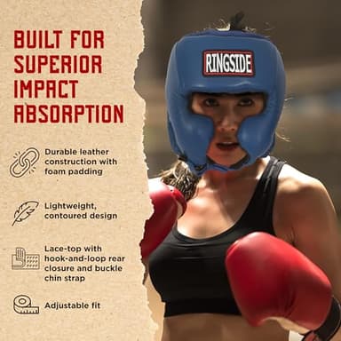 Ringside Competition Boxing Headgear, USA Boxing-Approved Leather Headgear with Cheek Protection, Great for MMA, Muay Thai, Kickboxing, and Training, Ideal for Men and Women, Black, Small - Image 5