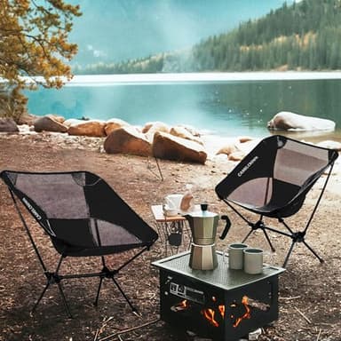 CAMEL CROWN Portable Camping Chair Lightweight Compact Folding Chair Mesh for Outdoor Camp Travel Beach Picnic Festival Hiking Backpacking Black - Image 2
