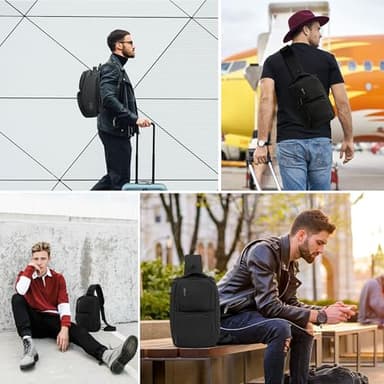 Sling Backpack Men, Waterproof Shoulder Bag with USB Charging Port, Holds 9.7 Inch ipad, Sling Bag for Traveling, Sporting, Cycling, Daily - Image 8