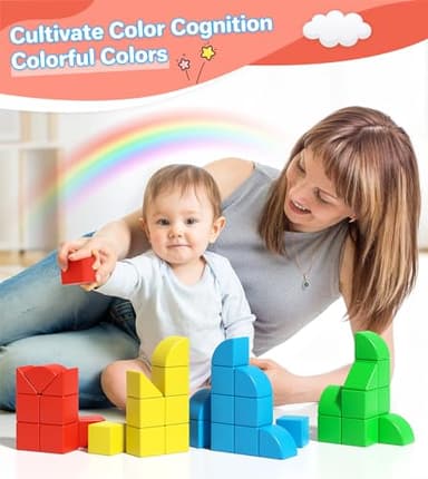 Asago Magnetic Blocks for Toddlers, Kids Building Toys, Creative Stacking Colorful Sensory Block with Magnet, Educational Construction Cubes Set for Boys Girls Children Ages 3 4 5 6 7 8 Year - Image 2