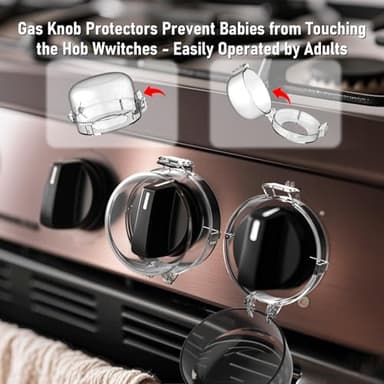 Stove knob Safety Covers for Child Upgraded Unlock Universal Size with Adult Two-Finger, Dual-Key Press Gas Stove Knob Locks Water Resistant Oil Resistant and High Temperature Resistant（5 Pack） - Image 5