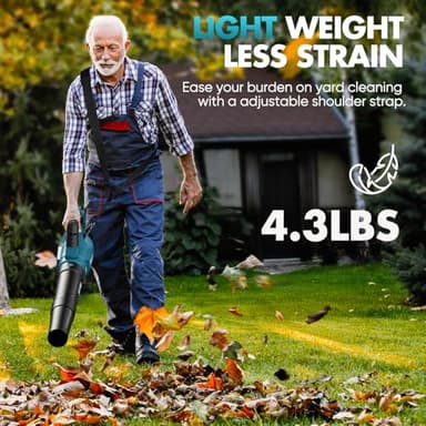 Leaf Blower Cordless - 2025 Update 150000RPM & 3 Speed Levels Electric Leaf Blower with 2 x 4.0Ah Battery and Charger, Extension Tube Blower for Lawn Care, Yard, Garage, Blowing Leaves, Dust or Snow - Image 5